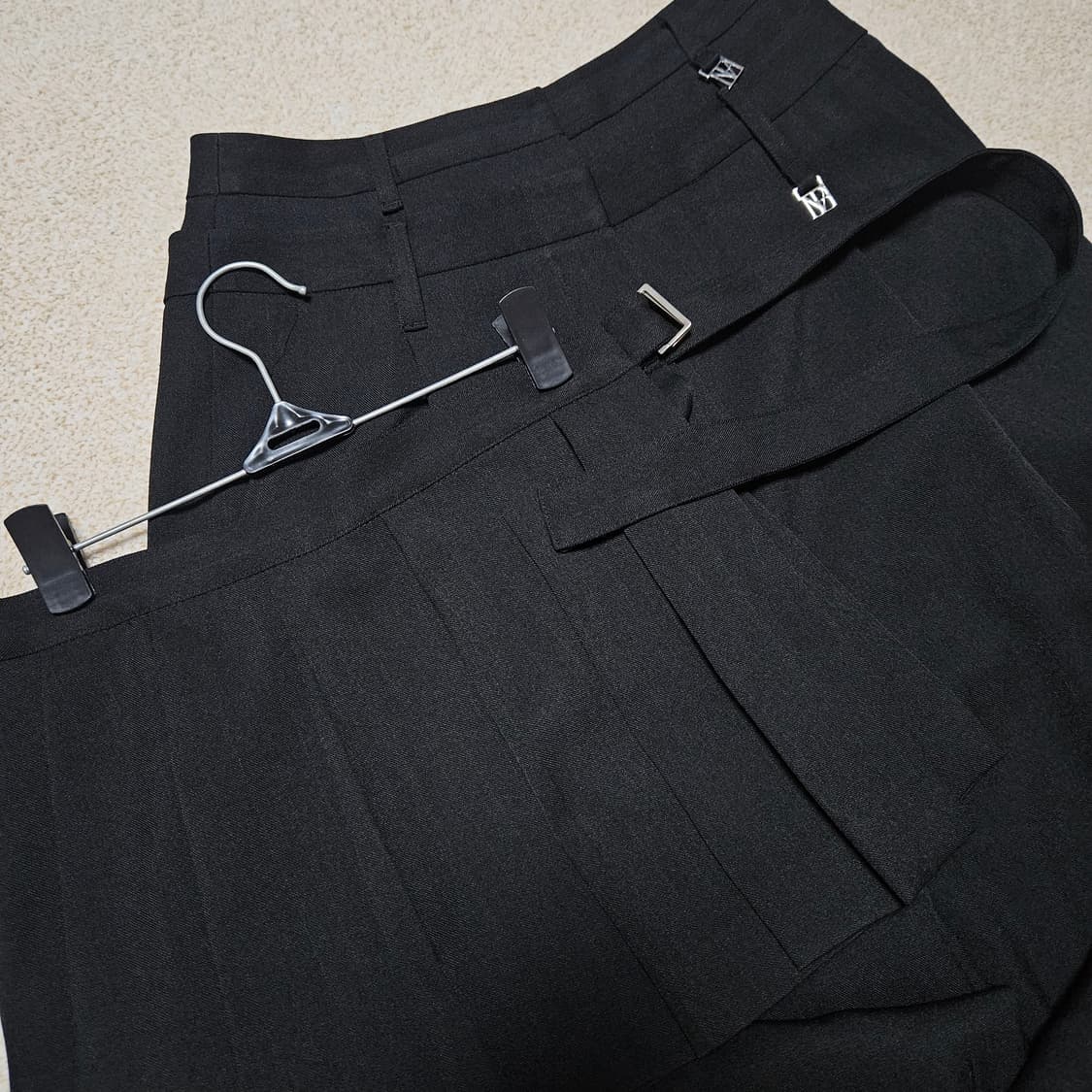 (급전) 트리밍버드 플로잉 플리츠 레이어드 팬츠 상품이미지2