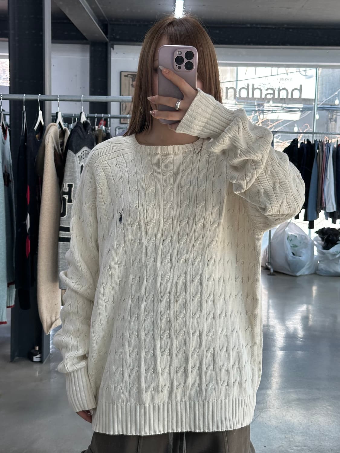 폴로랄프로렌 코튼 꽈배기 케이블니트 아이보리 상품이미지1