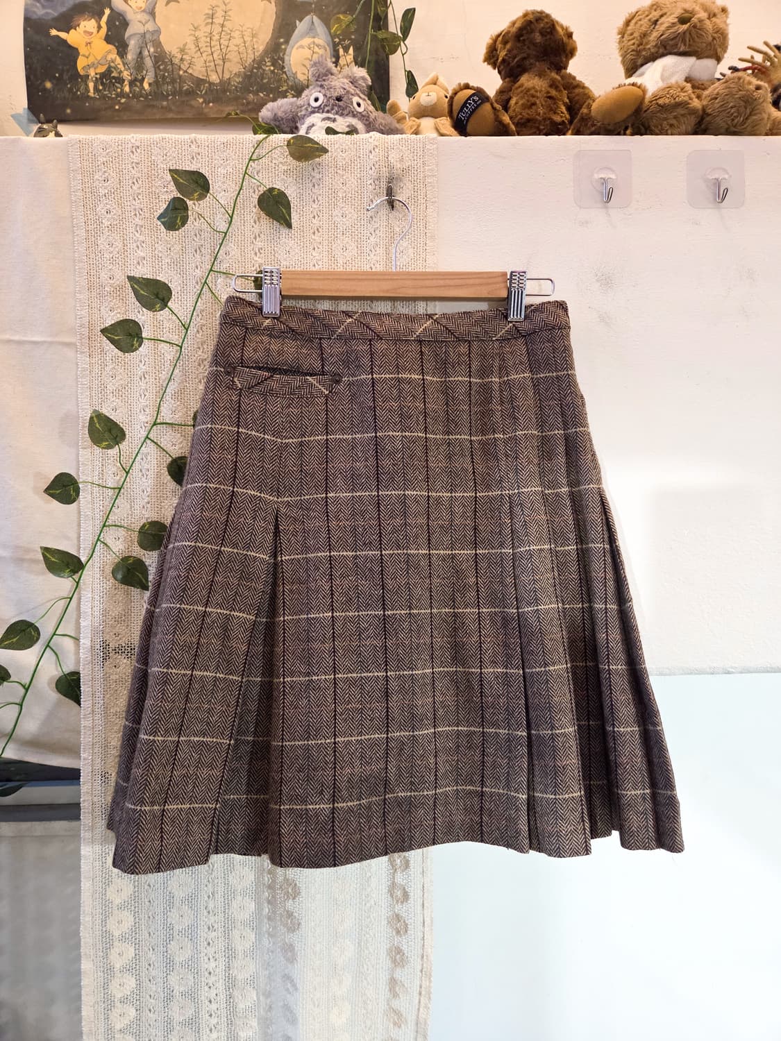 EAST BOY 체크 미디 울 스커트 상품이미지1