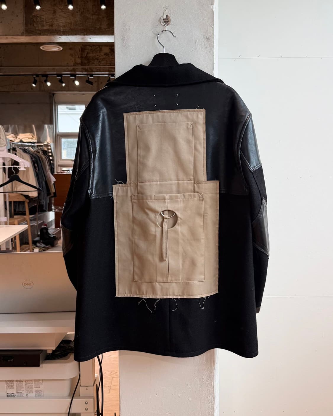 메종 마르지엘라 2021fw 블랙 울 레더 패치워크 자켓 상품이미지1