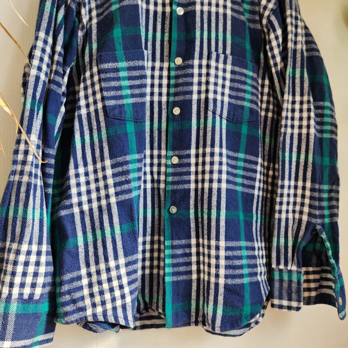 80s Golden key 헤비 플란넬 오픈카라 셔츠(USAmade) 상품이미지3