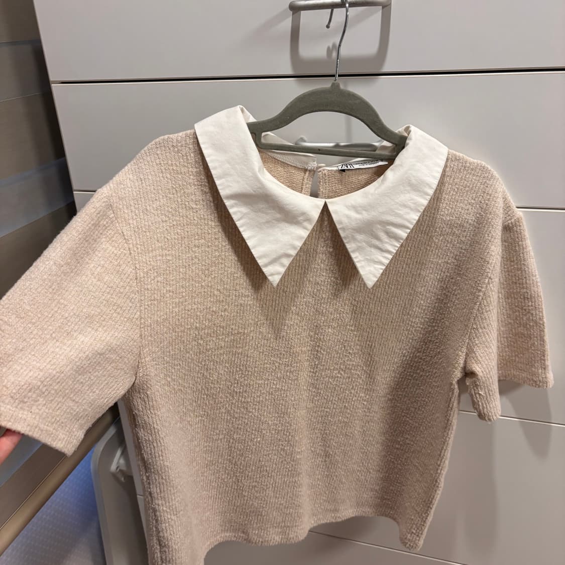 ZARA 베이지 골지 카라 티셔츠  상품이미지2