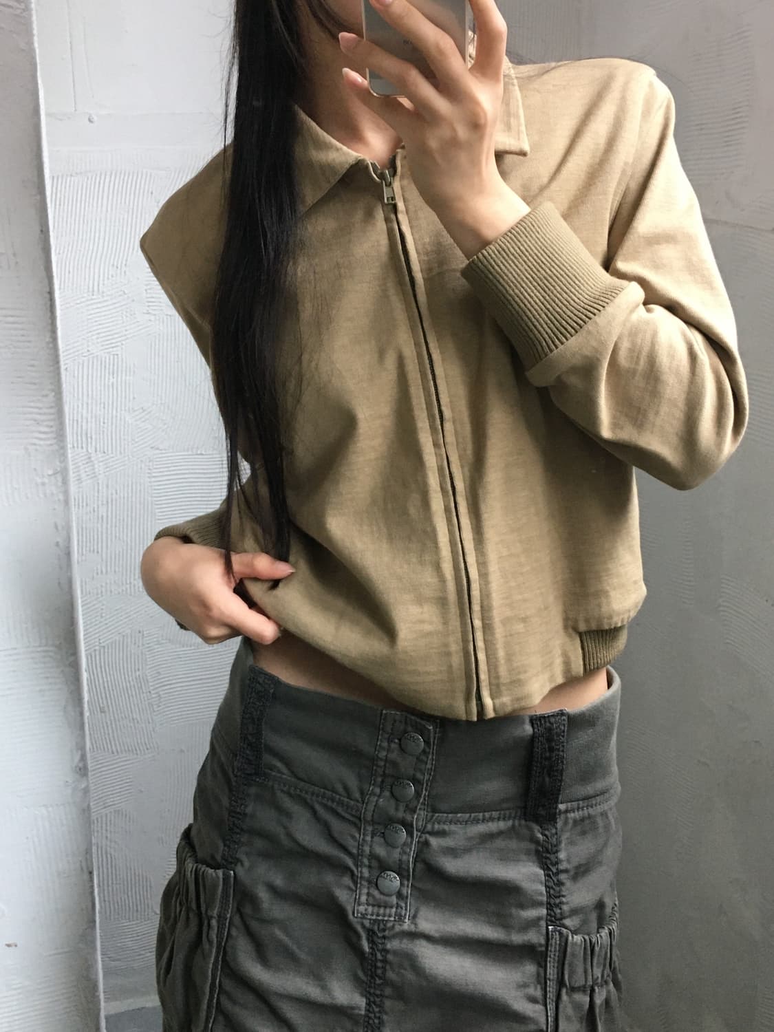Y’s 요지야마모토 베이지 크롭 블루종 자켓    상품이미지1