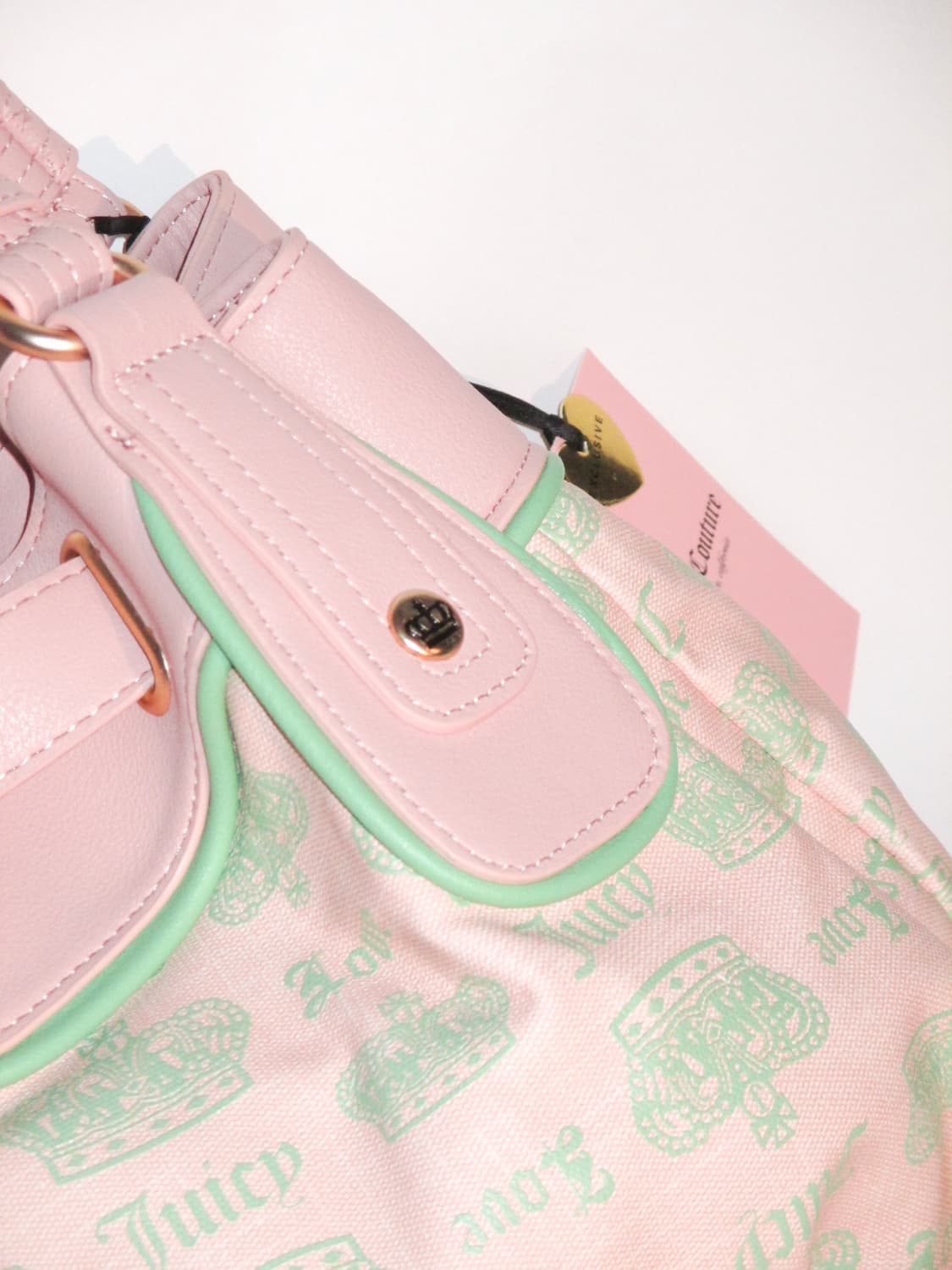 쥬시 꾸뛰르 민트&핑크 레트로 캔디백 + 리본 챰 상품이미지5