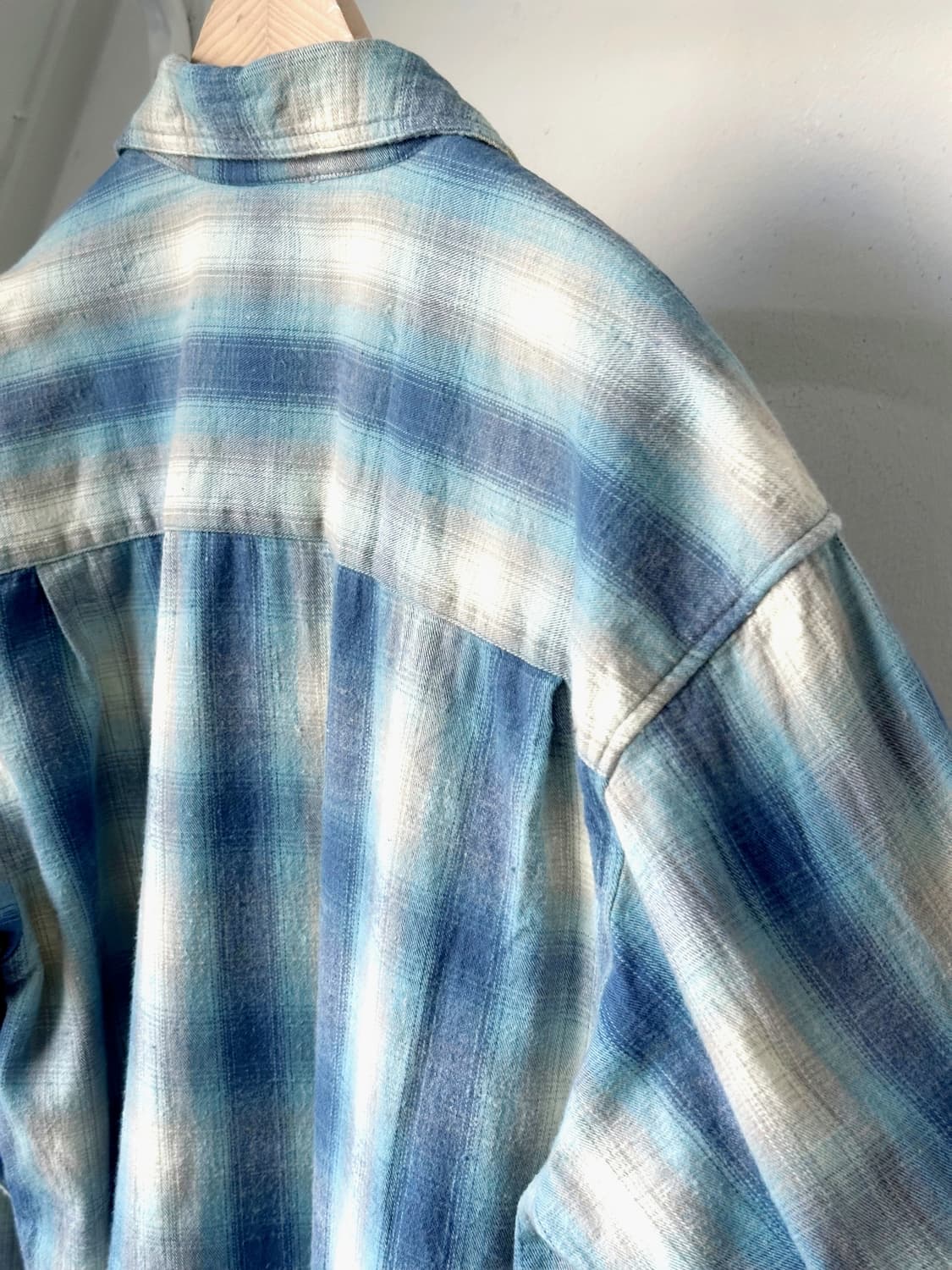 Cotton woven nel check wide shirt 상품이미지8