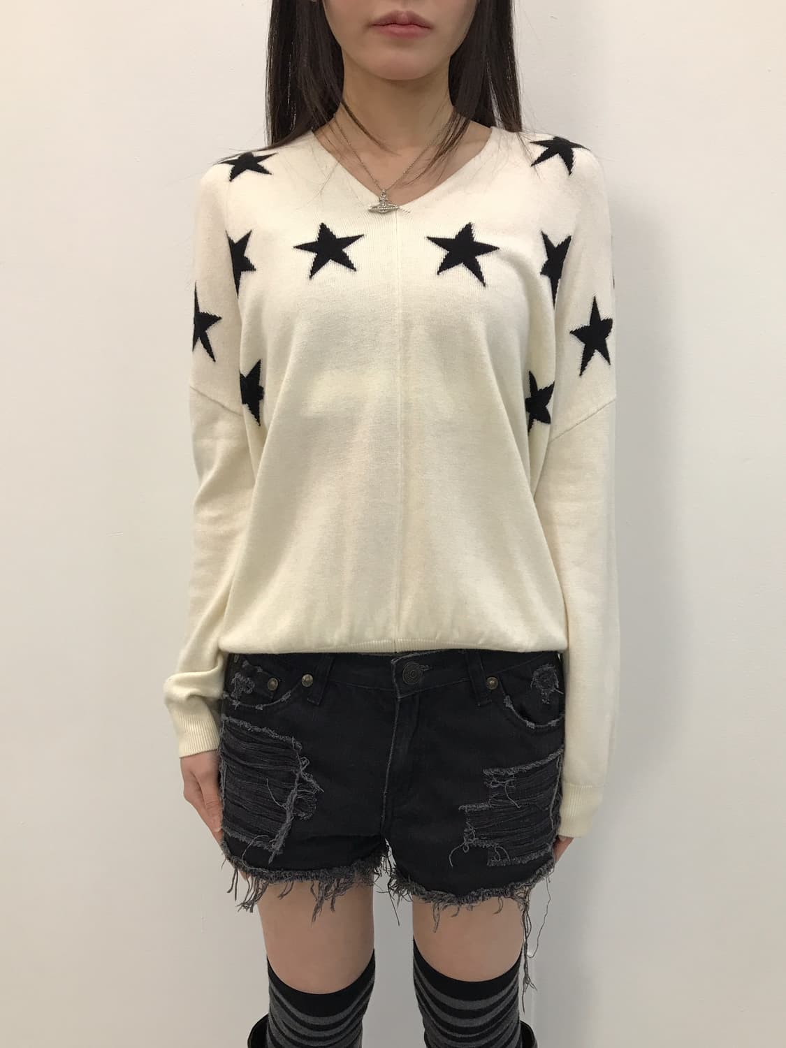 Jpn Ivory Wool Stars Sweaters 상품이미지2