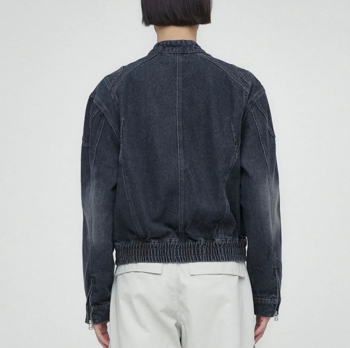 크롭 오버핏 다크 그레이 데님 자켓 상품이미지4