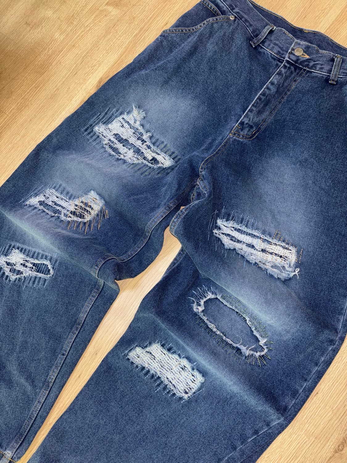 [WKNDRS] 위켄더스 벌룬핏 스티치 디스트레시드 데님팬츠 M 상품이미지3