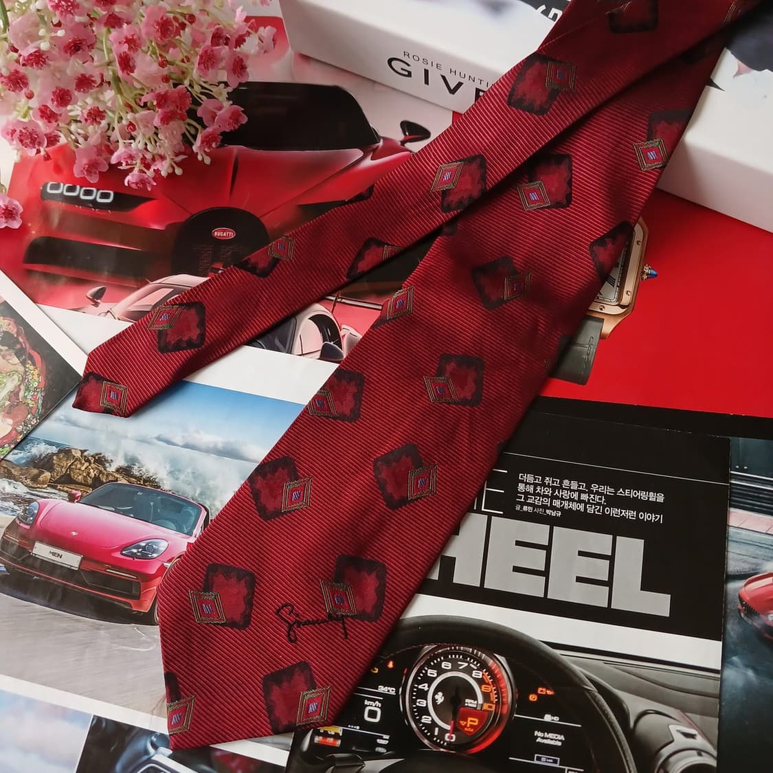 지방시 실크 패턴 로고 자카드 넥타이 8.9cm A+등급 A19151
 상품이미지3