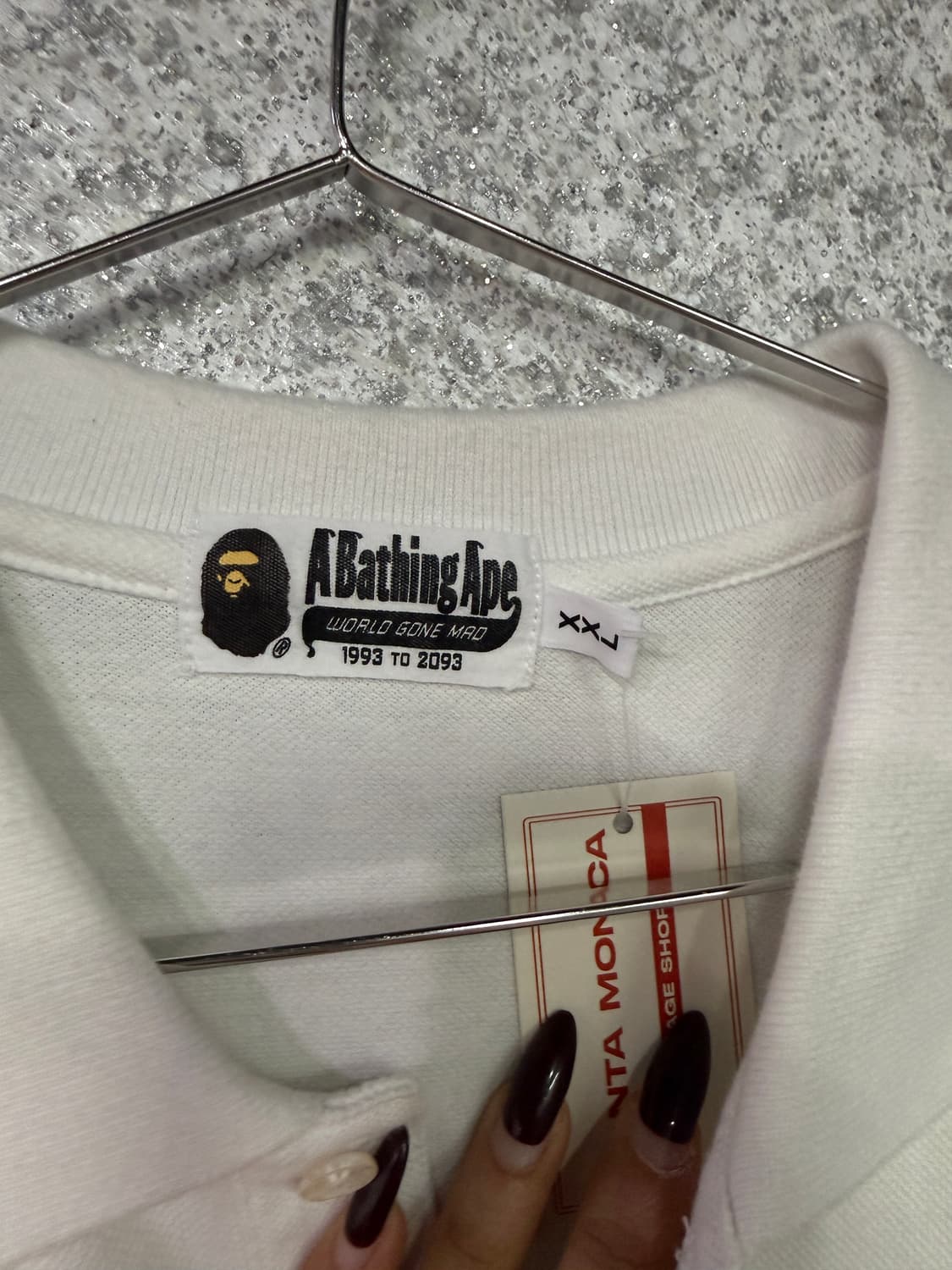 베이프 샤크 그래픽 화이트 카라 반팔 티셔츠 B4713 상품이미지5