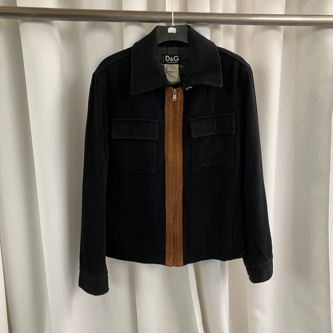 돌체앤가바나 블랙 스웨이드 배색 집업 트러커 자켓 50 상품이미지1