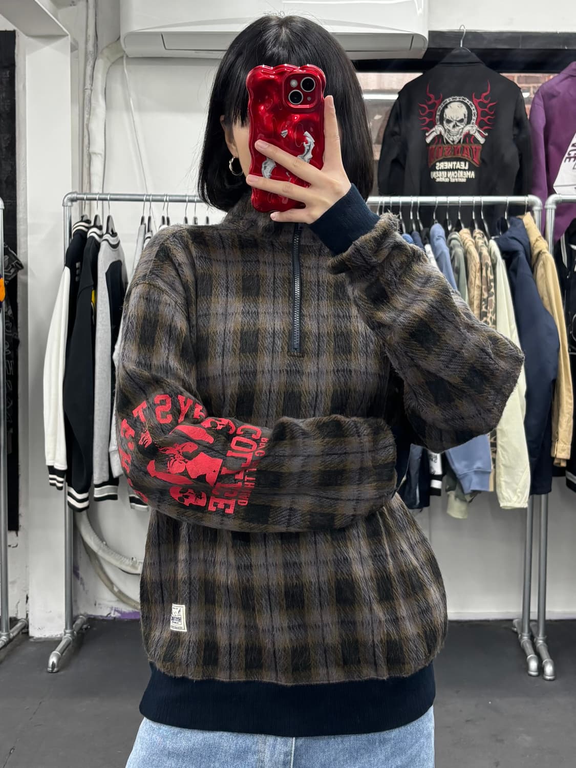 히스테릭 글래머 체크패턴 울 하프집업  상품이미지3