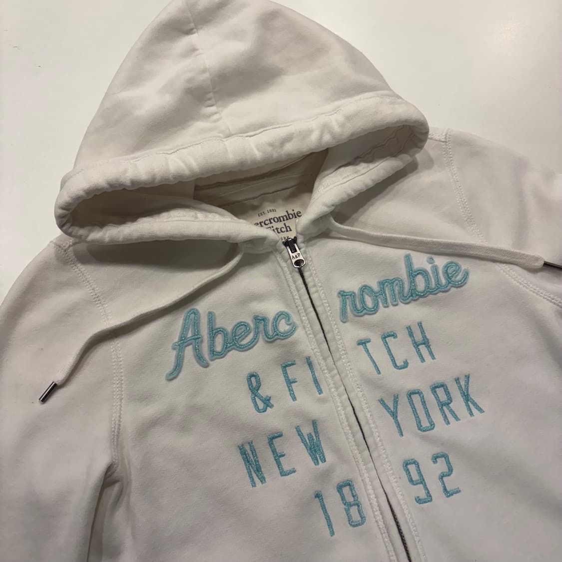 [L] 아베크롬비 민트 화이트 후드집업 D830 상품이미지3