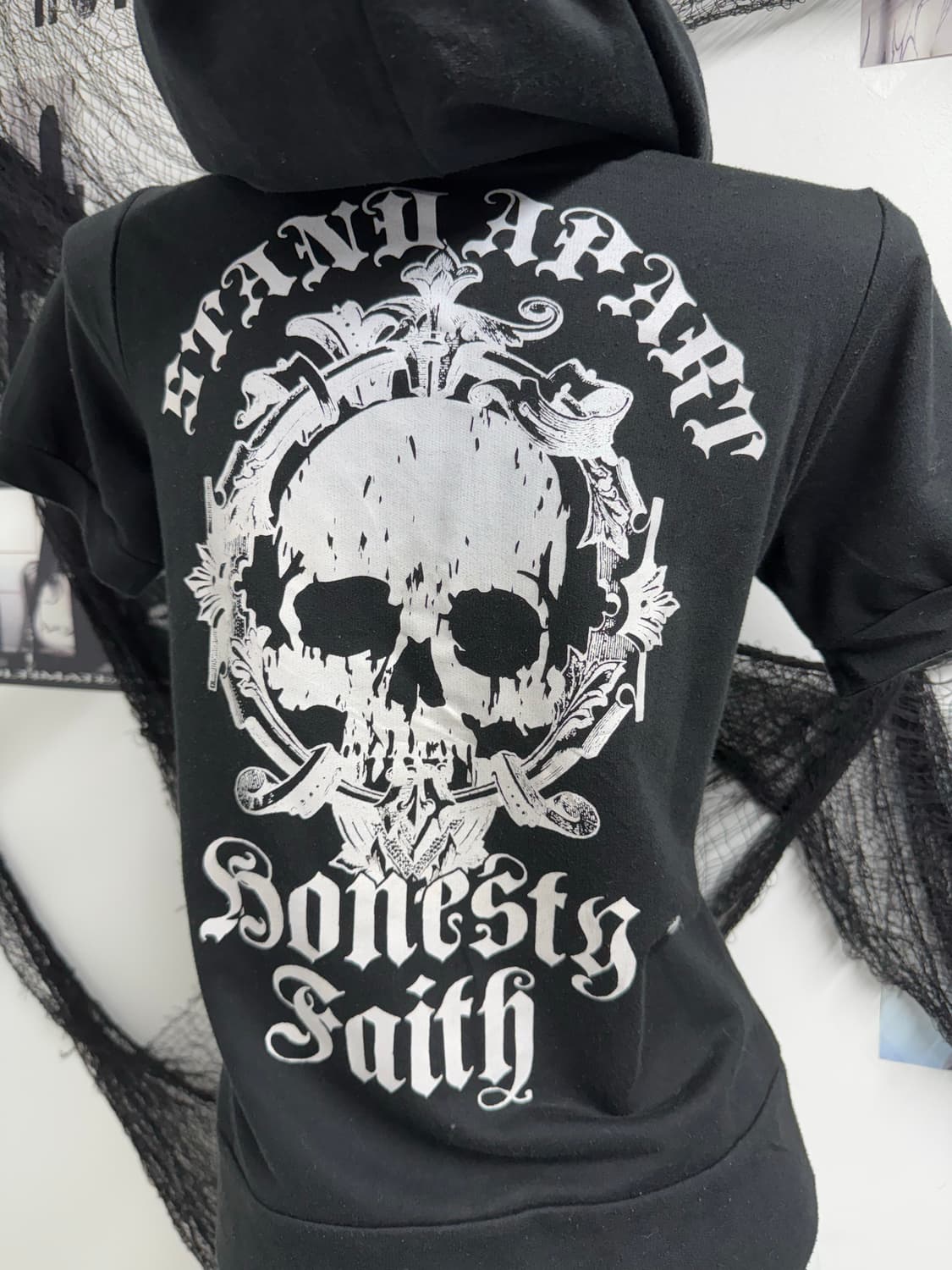 00s punk mood printing hoodie halfsleeve 상품이미지2