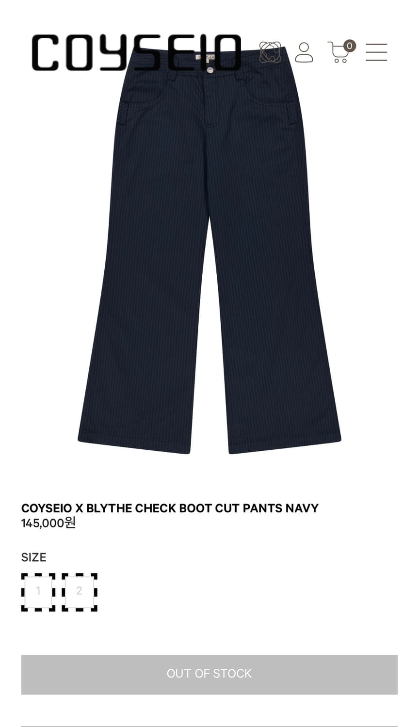 코이세이오 X 브라이스 체크 부츠 컷 팬츠 네이비 상품이미지1