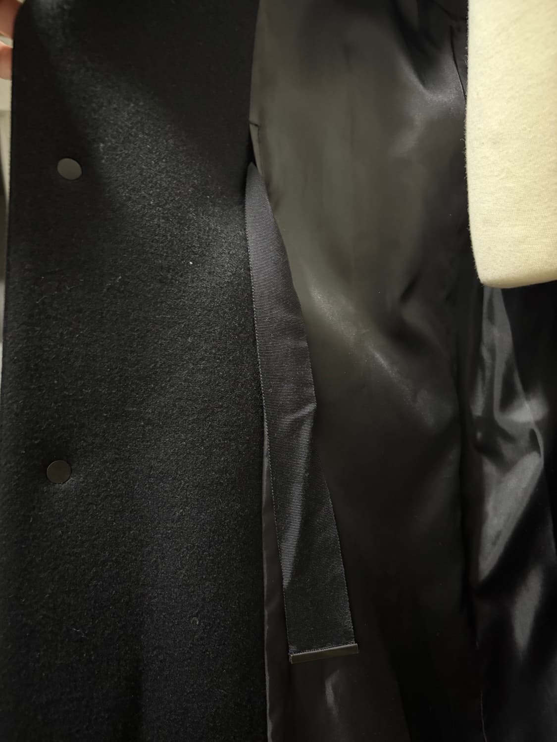 시스템옴므 캐시미어 후드 블랙 오버사이즈 코트 상품이미지8