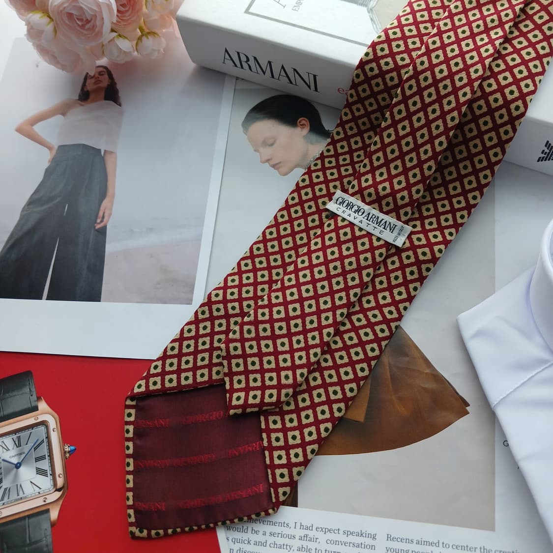 조르지오 아르마니 실크 기하 패턴 넥타이 10.1cm B등급 A18727 상품이미지4