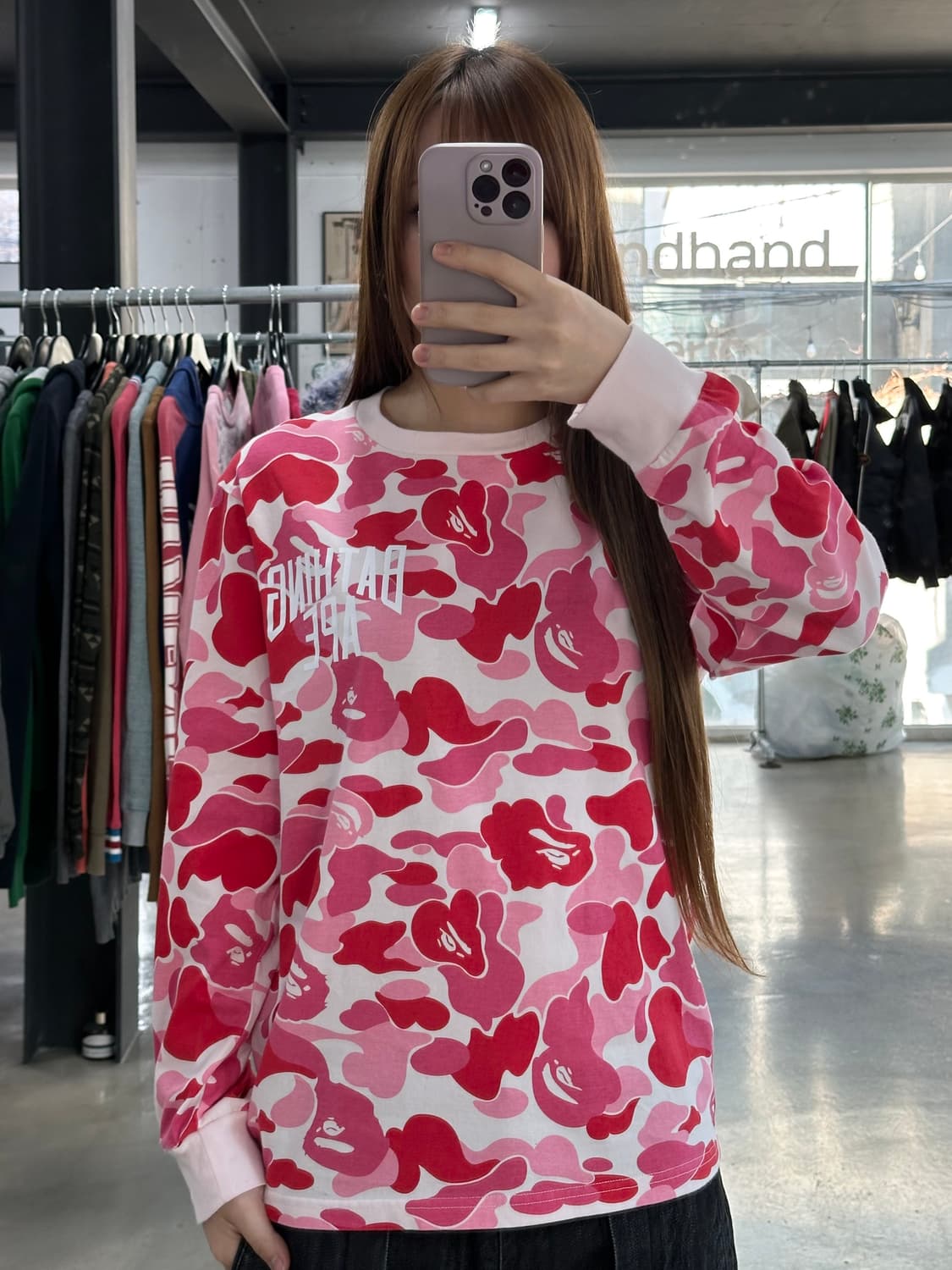 베이프 ABC카모 롱슬리브 핑크베이프 ABC카모 롱슬리브 핑크 상품이미지2