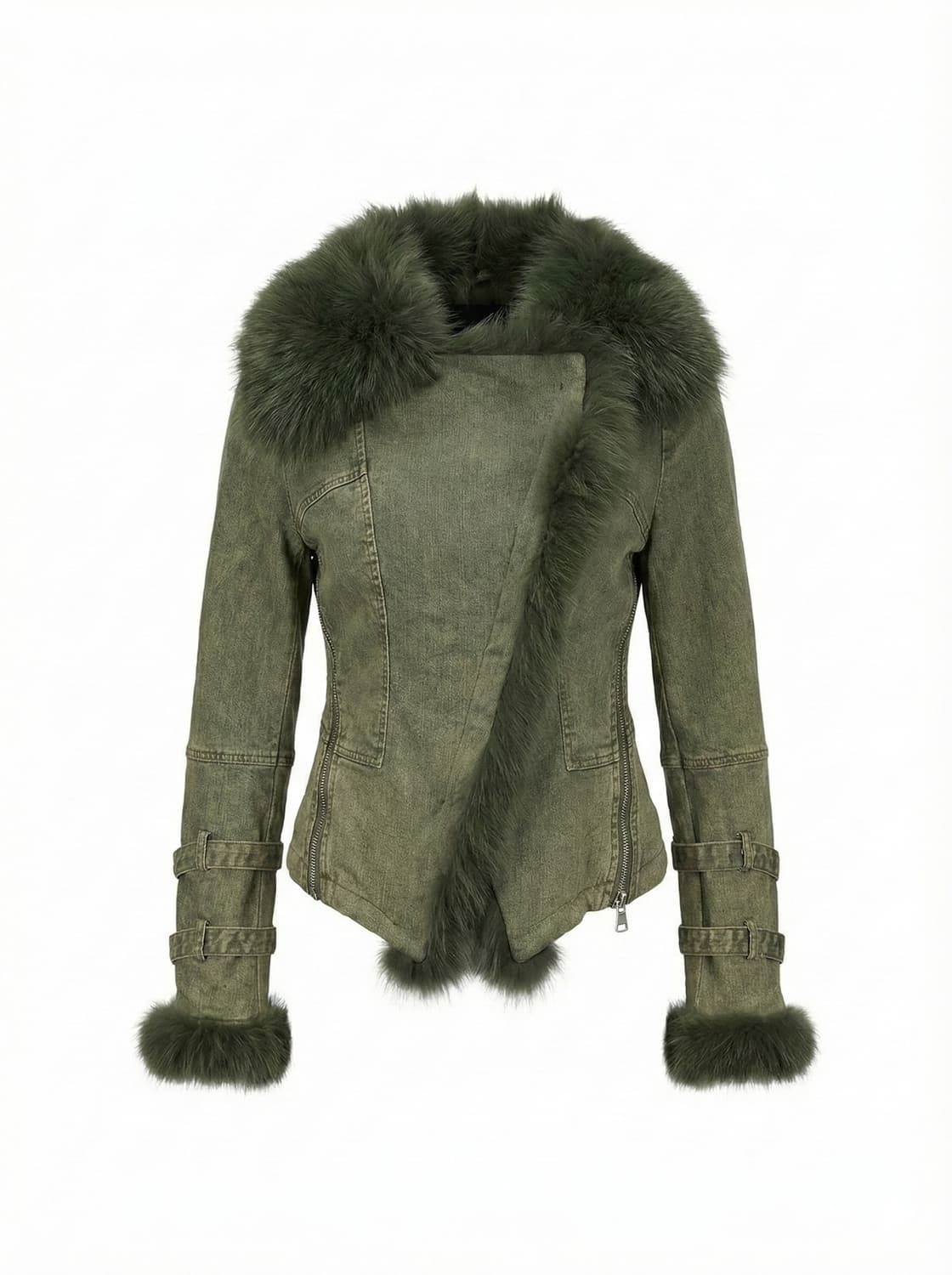 vintage fur denim hoodie jacket 상품이미지3