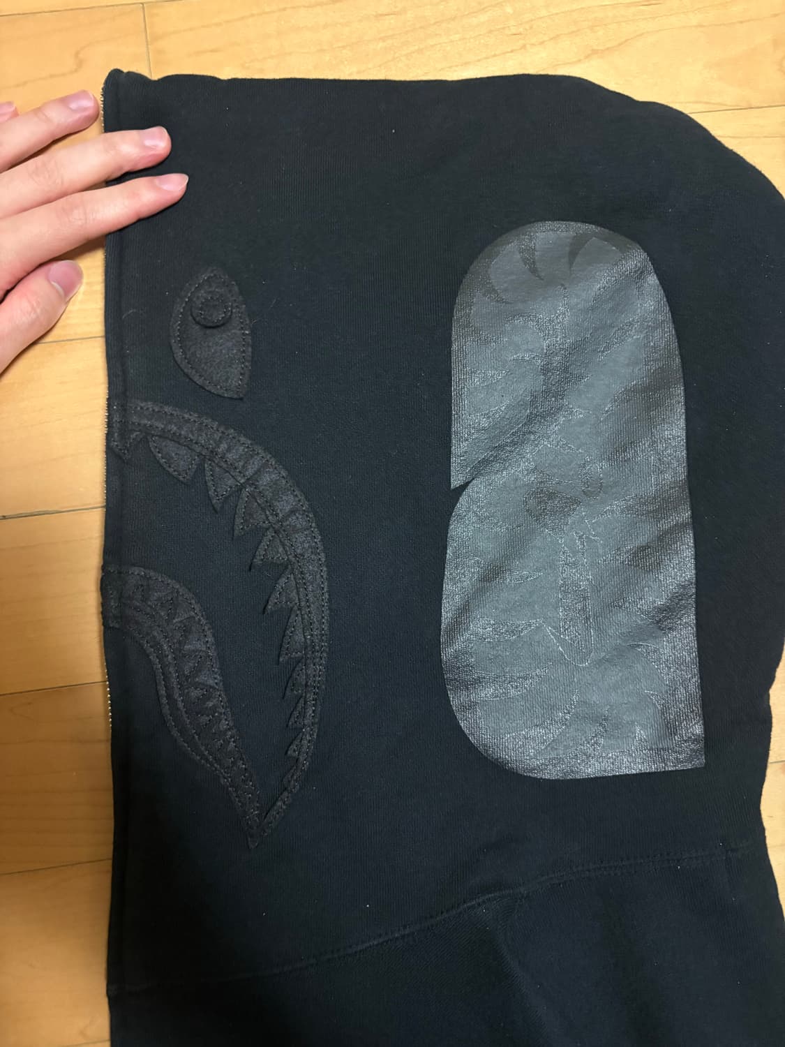 베이프 올블랙 샤크후드집업 XL 상품이미지2