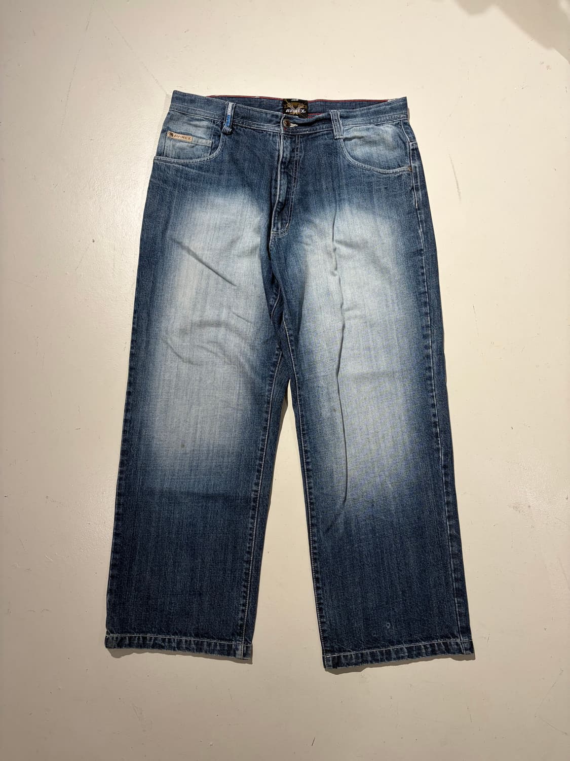 00s Avirex 워시드 데님 와이드 팬츠 (36×30) 상품이미지1