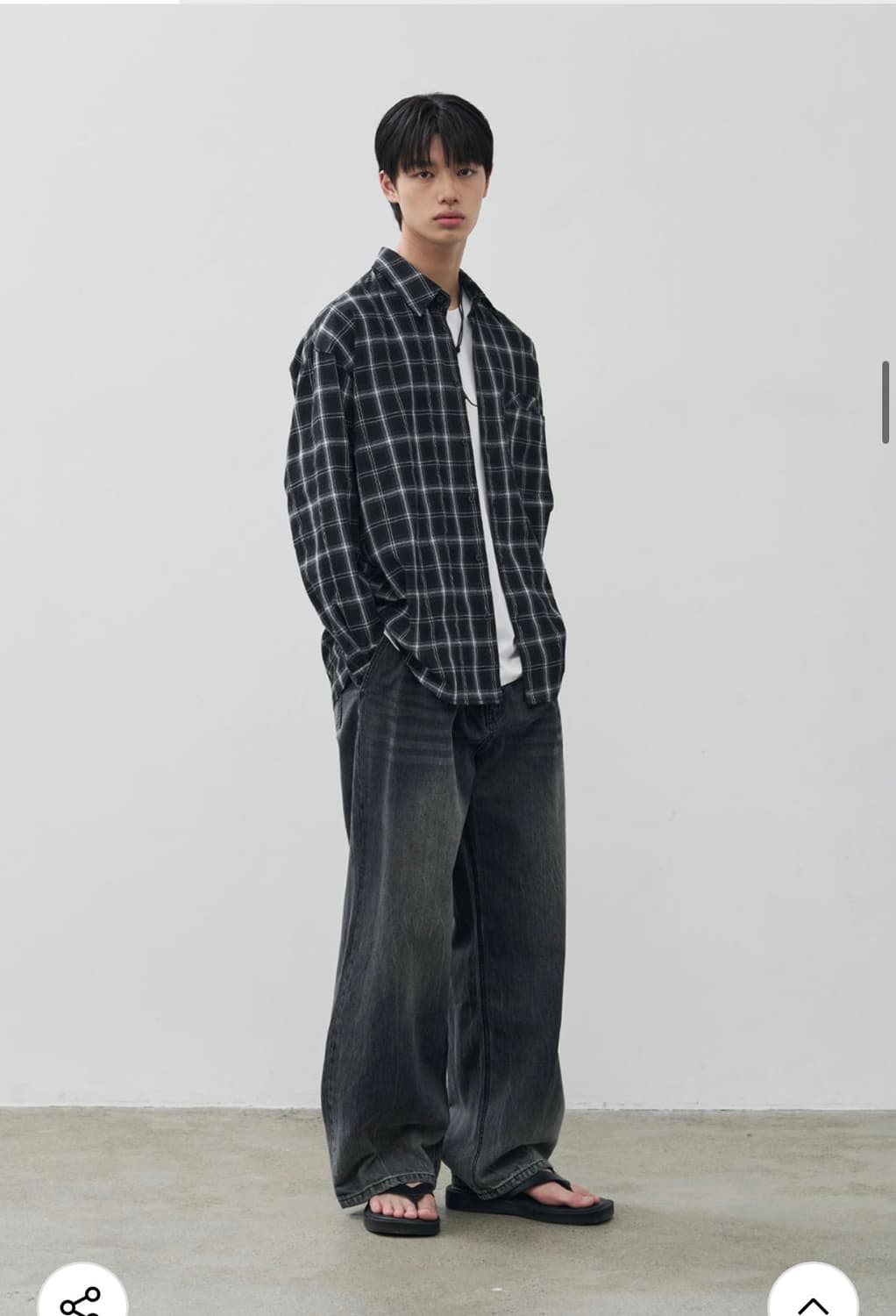 (새상품)(L) 알리스 썸머 브리즈 레이어 체크 셔츠 [블랙] 판매 상품이미지8