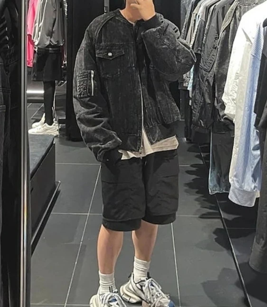 준지 흑청 데님 트러커 마원 MA-1 자켓 점퍼 46사이즈 상품이미지9