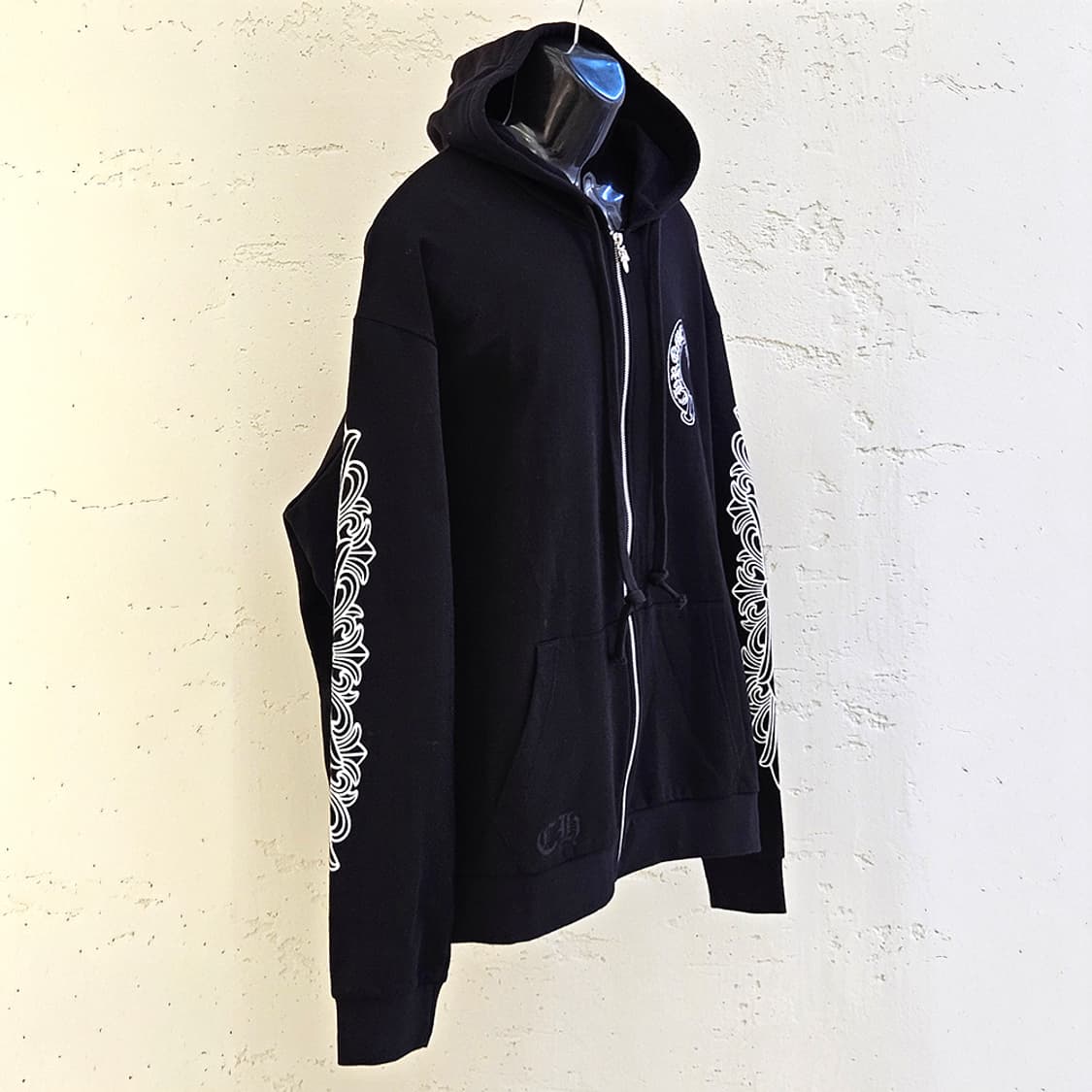 [XXL] 크롬하츠 홀스슈 플로랄 후드 집업 블랙 B1222C264 상품이미지2