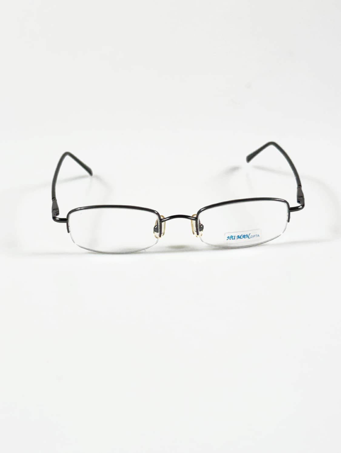 90s HU MAN OPTA 반무테 스퀘어 메탈 빈티지 안경 상품이미지1