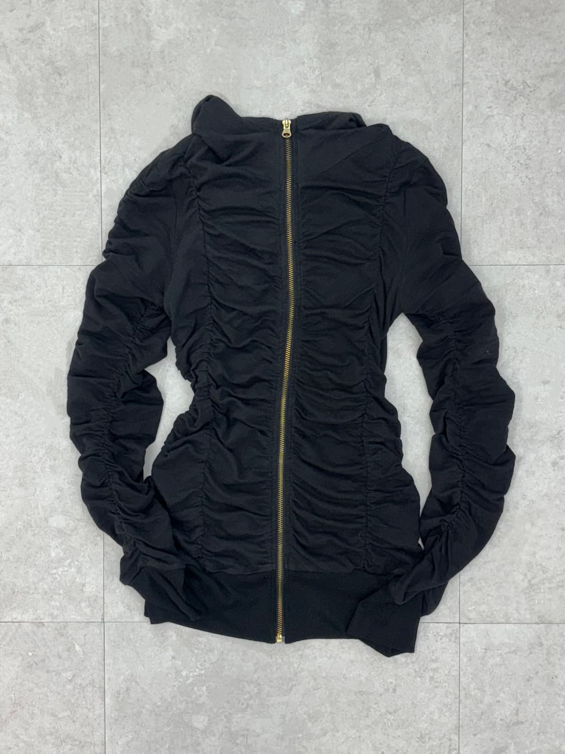 Skinny Lip Ruched Zip Hoodie Top & Ops   상품이미지5