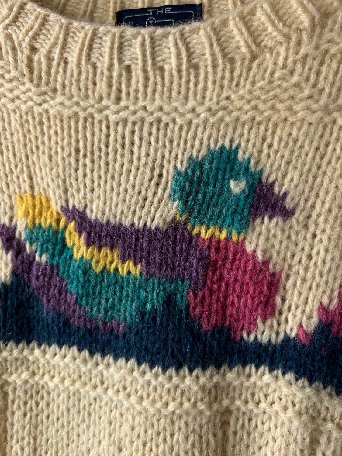 [S]90's 울리치 USA 우먼스 덕 패턴 피셔맨 스웨터 상품이미지4