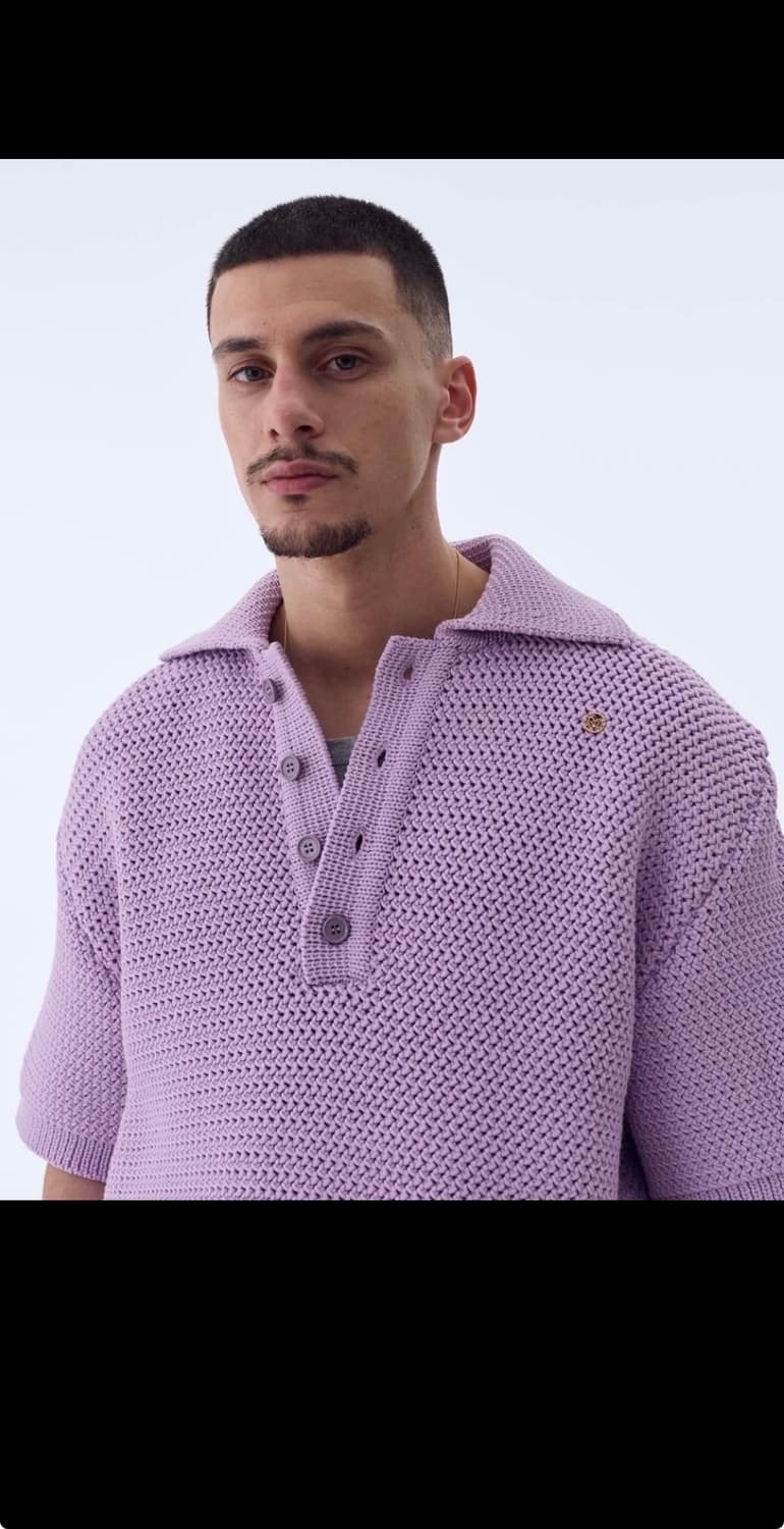 RECTO 오픈 카라 반팔 니트 상품이미지2