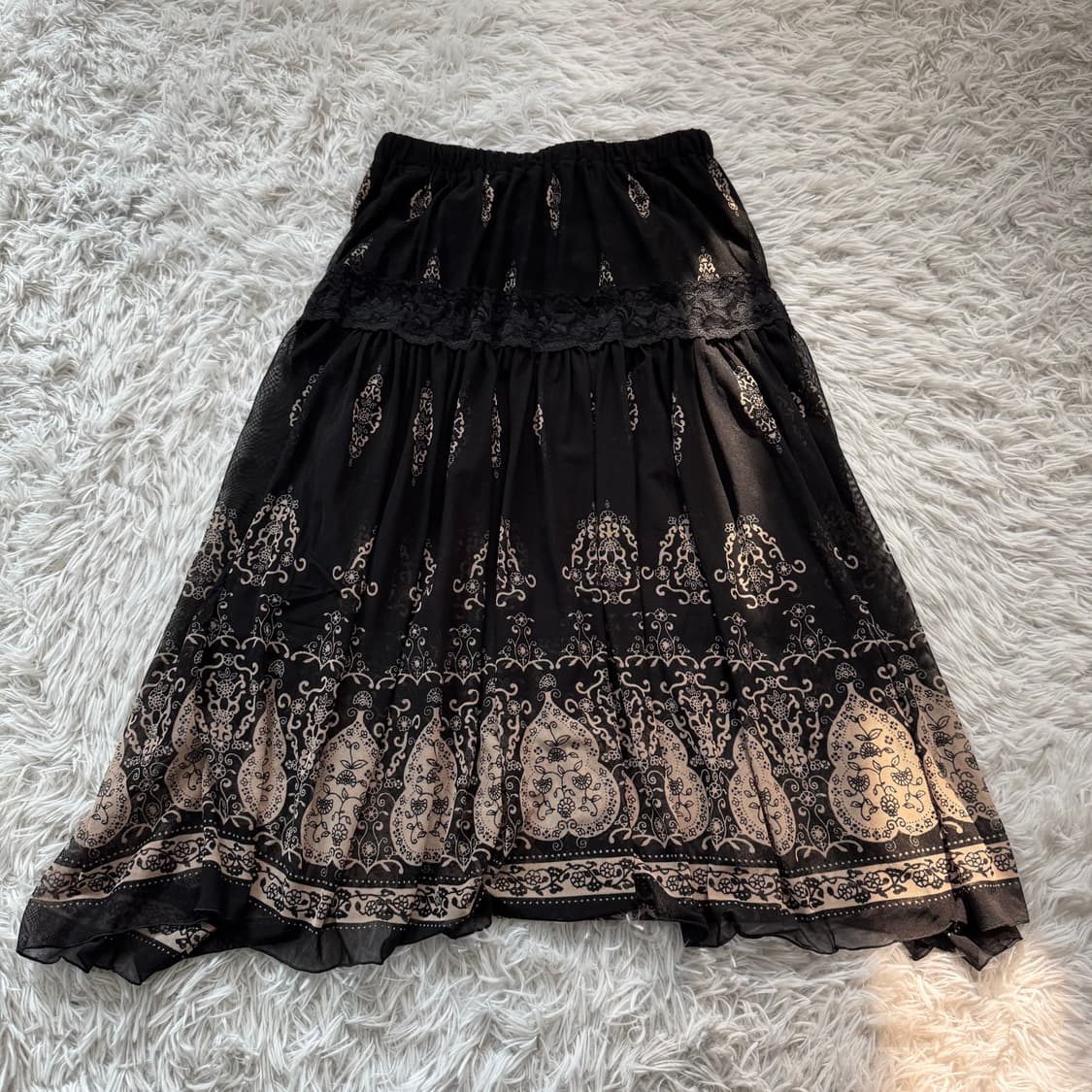 HUJIN 일본빈티지 에스닉 롱치마 노드 여성치마 하이틴 스커트 M 상품이미지3