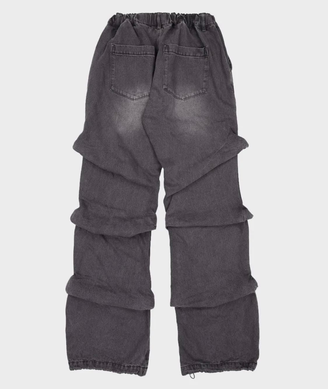 낫포너드 셔링 와이드레그 데님팬츠 블랙 L 상품이미지2