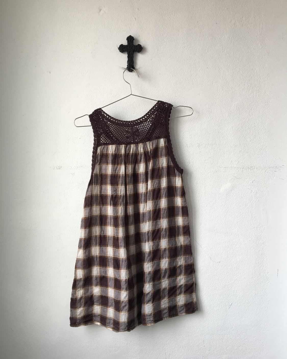 Crochet trimming check pattern  sleevele 상품이미지3
