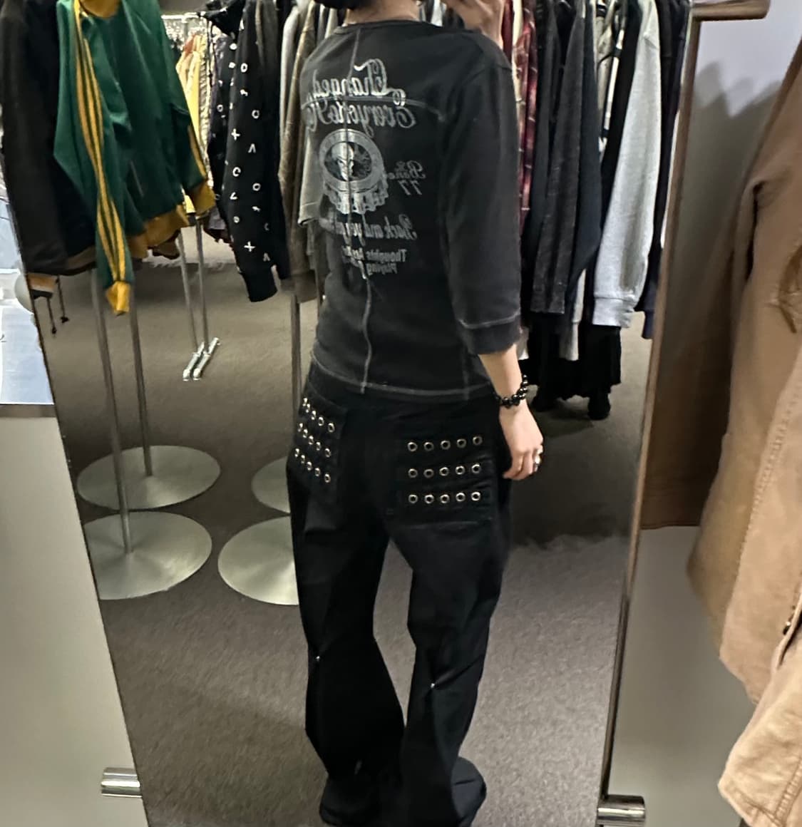 M)In the Attic vintage 여성 와플 레이어드 7부 롱슬리 상품이미지2