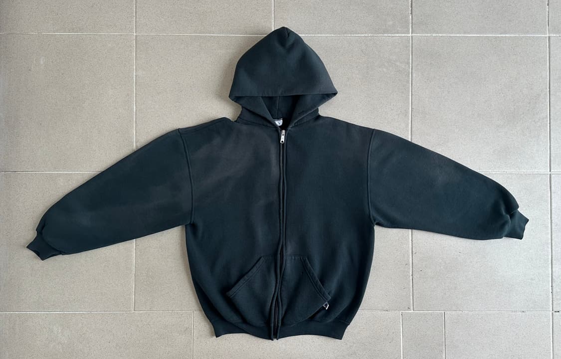 90s 빈티지 러셀 후드집업 청록 L 선페이딩 상품이미지8