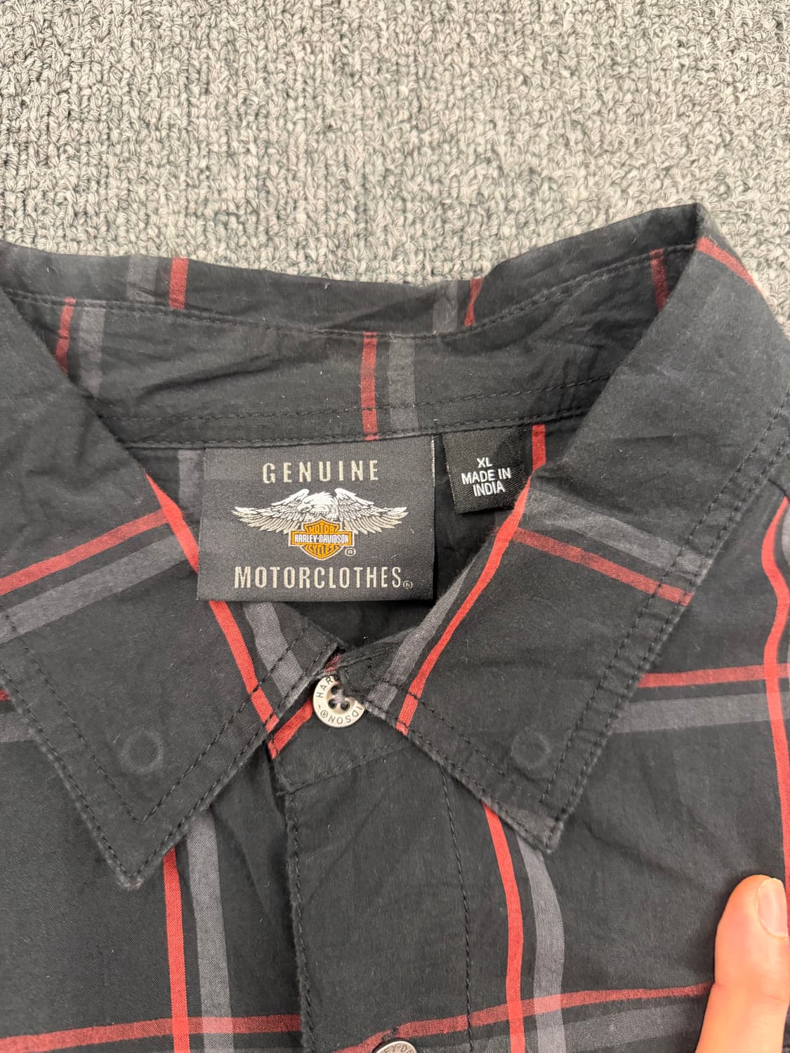 XL)할리데이비슨 빈티지 앤 프라이드 체크 포캣 반팔 셔츠 상품이미지2