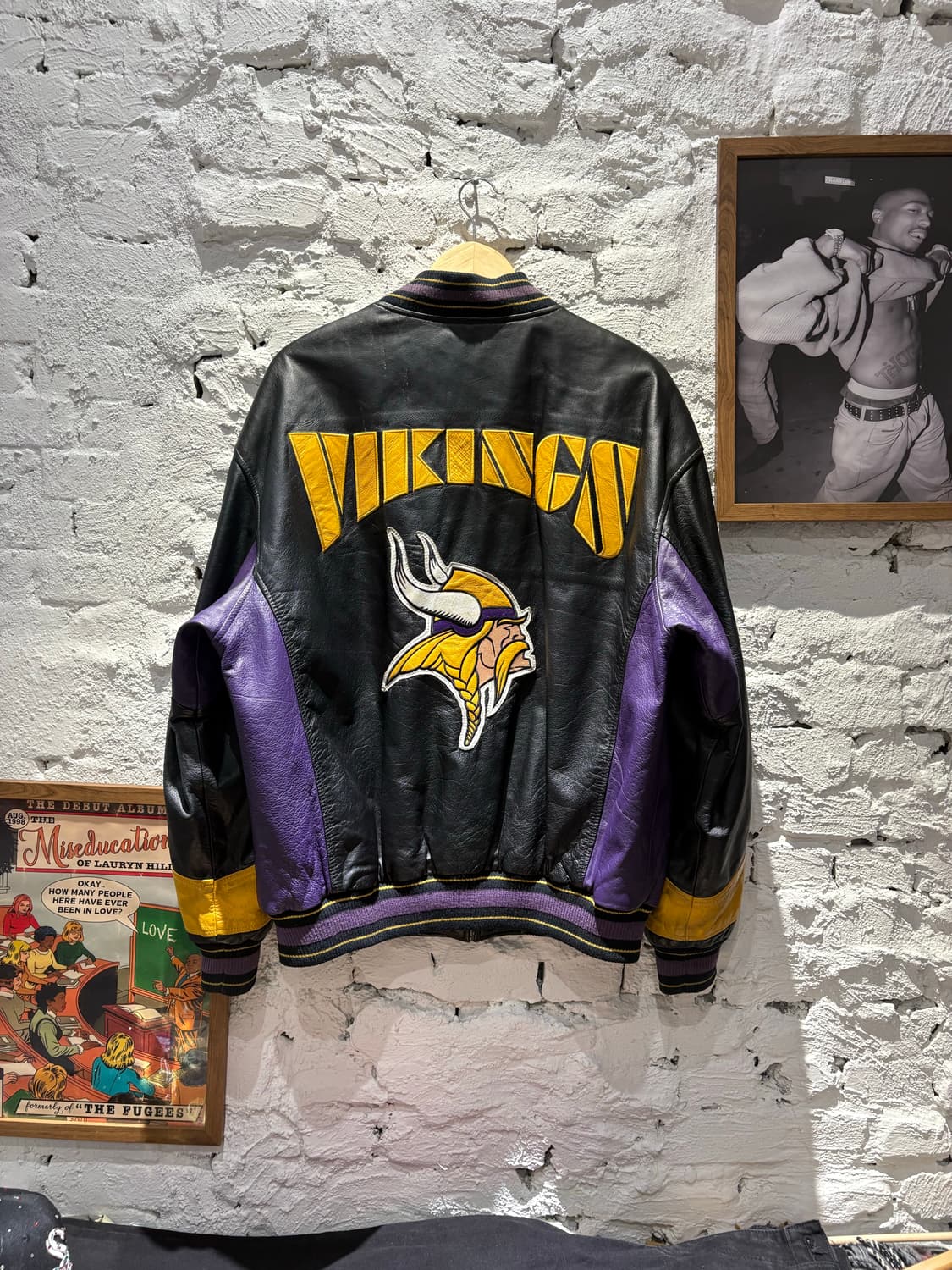 G-III NFL 미네소타 바이킹스 가죽 바시티 자켓 상품이미지1