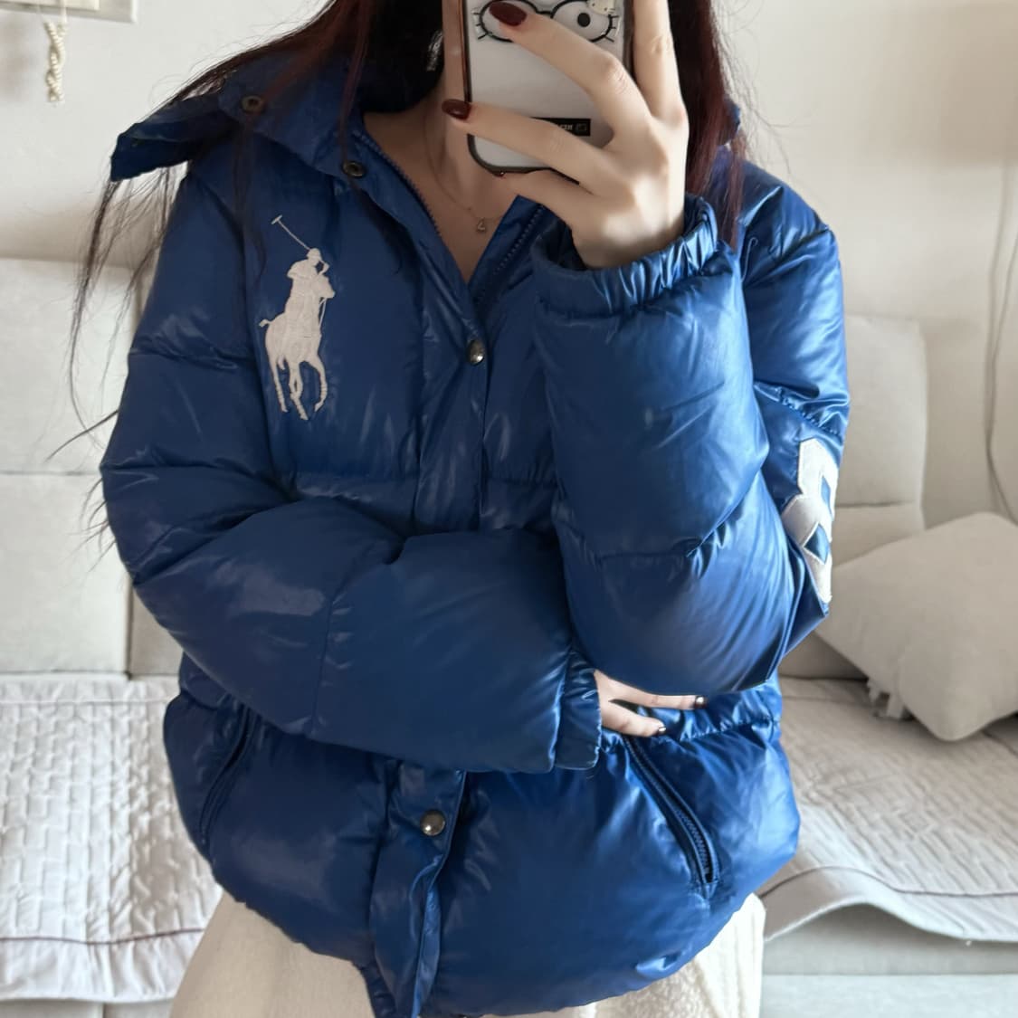 폴로 랄프로렌 빅포니 유광 블루 패딩 상품이미지2