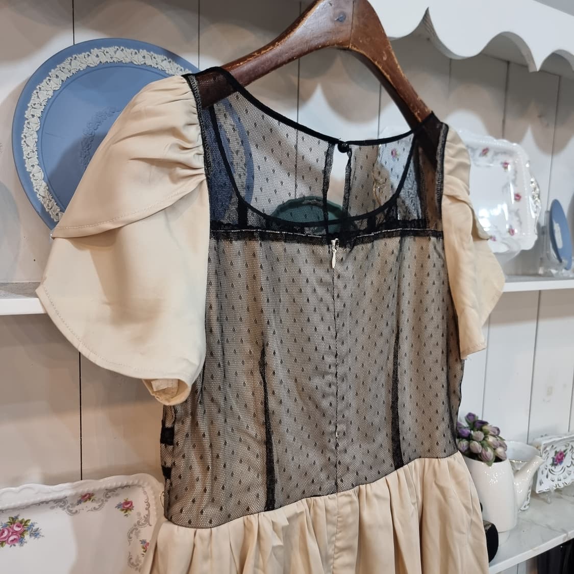 블랙 레이스 배색 쉬폰 원피스 상품이미지8