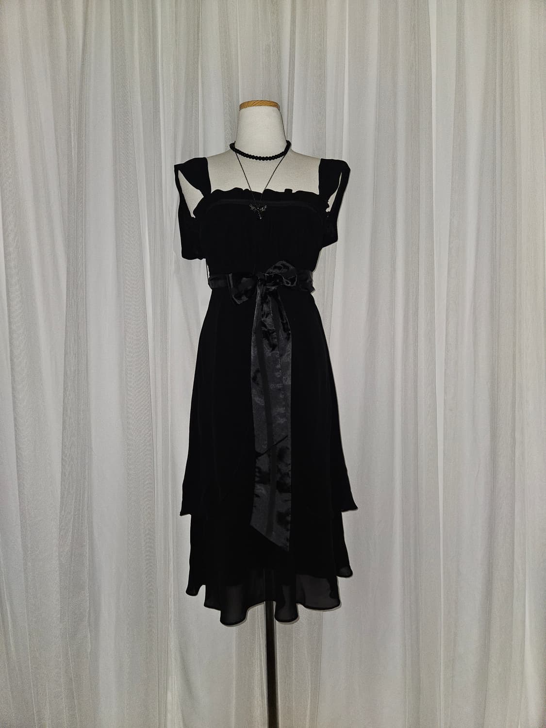 willselection 블랙 리본 히메 드레스 상품이미지1