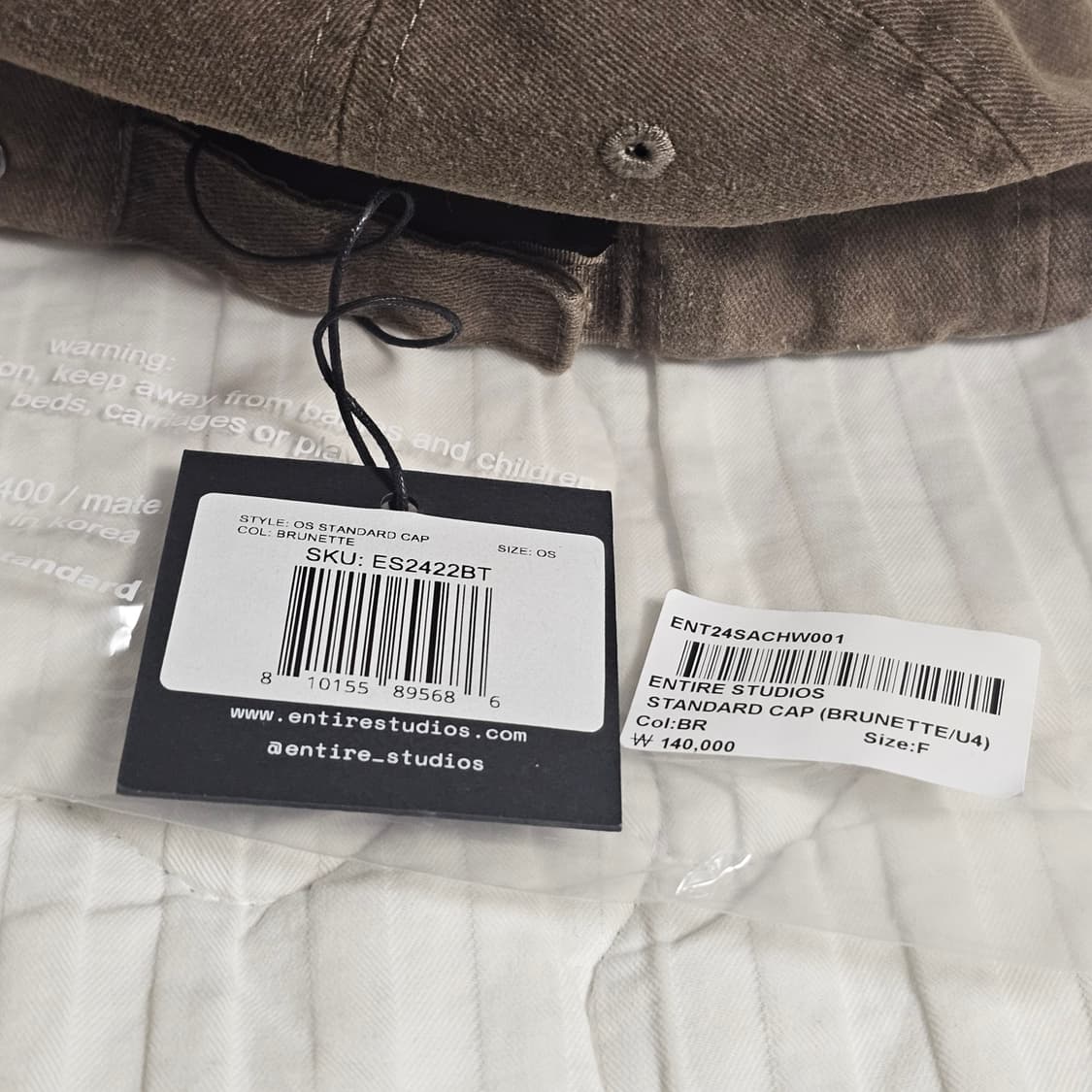 새제품) 엔타이어 스튜디오 스탠다드 캡 볼캡 모자 브라운 브룬테 상품이미지5