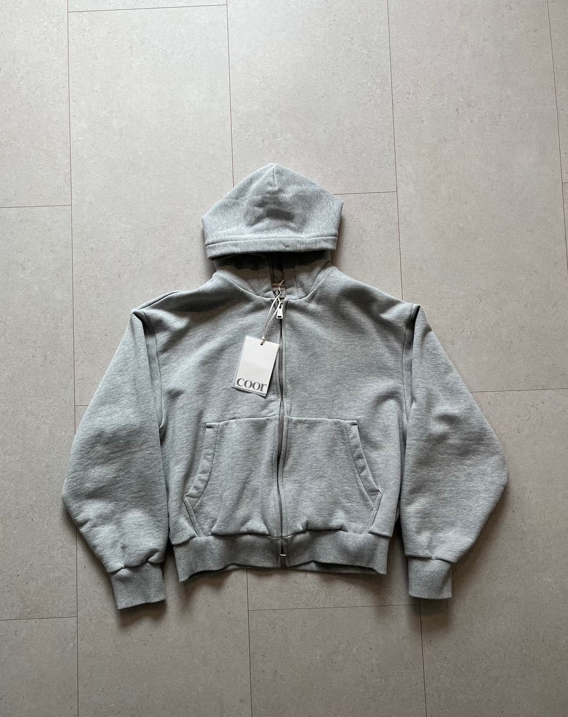 쿠어 미니멀 코튼 후드집업(멜란지그레이) 사이즈S 상품이미지1