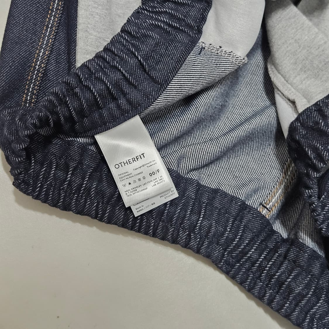 아더피츠 와이드 데님 스웻 배색 조거팬츠 상품이미지4