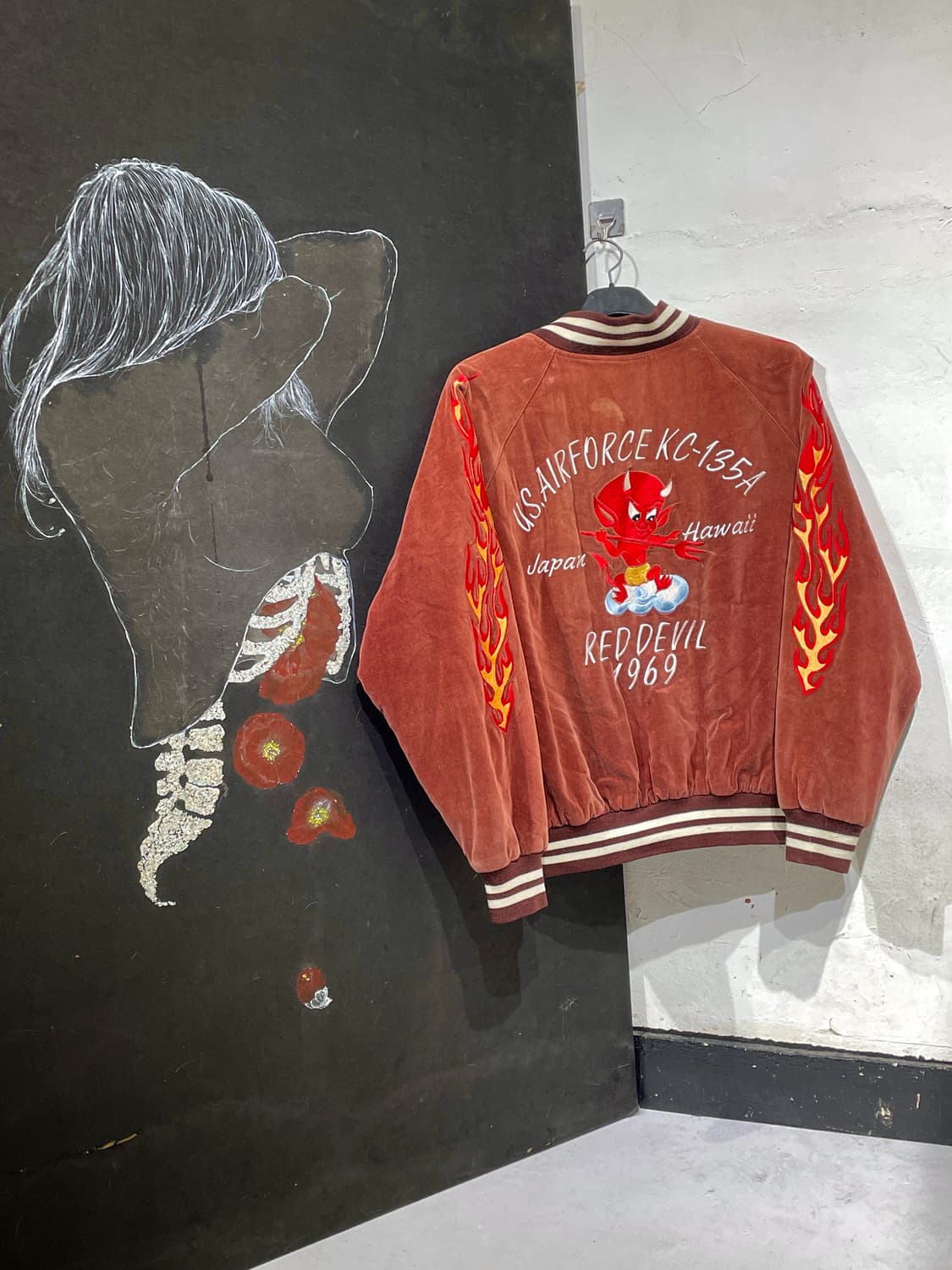 JPN 일본 브랜드 BBH 벨벳 빅로고 재패니즈 자수 스카잔  L 상품이미지1