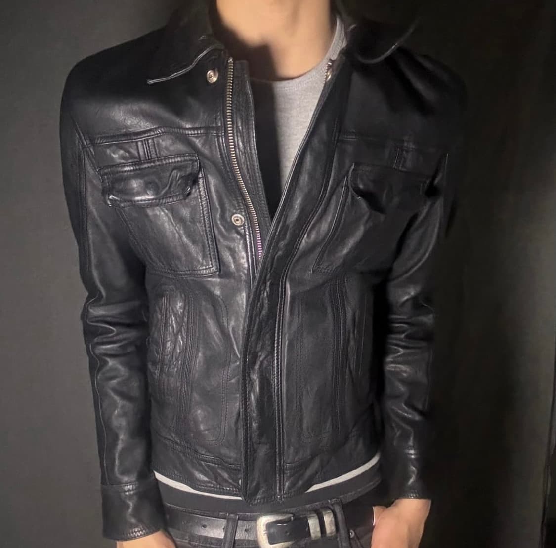 Vintage Black Leather Jacket 상품이미지1