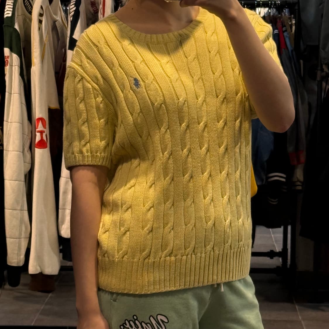 [NO.9] 폴로 꽈배기 반팔 니트 옐로우 상품이미지3