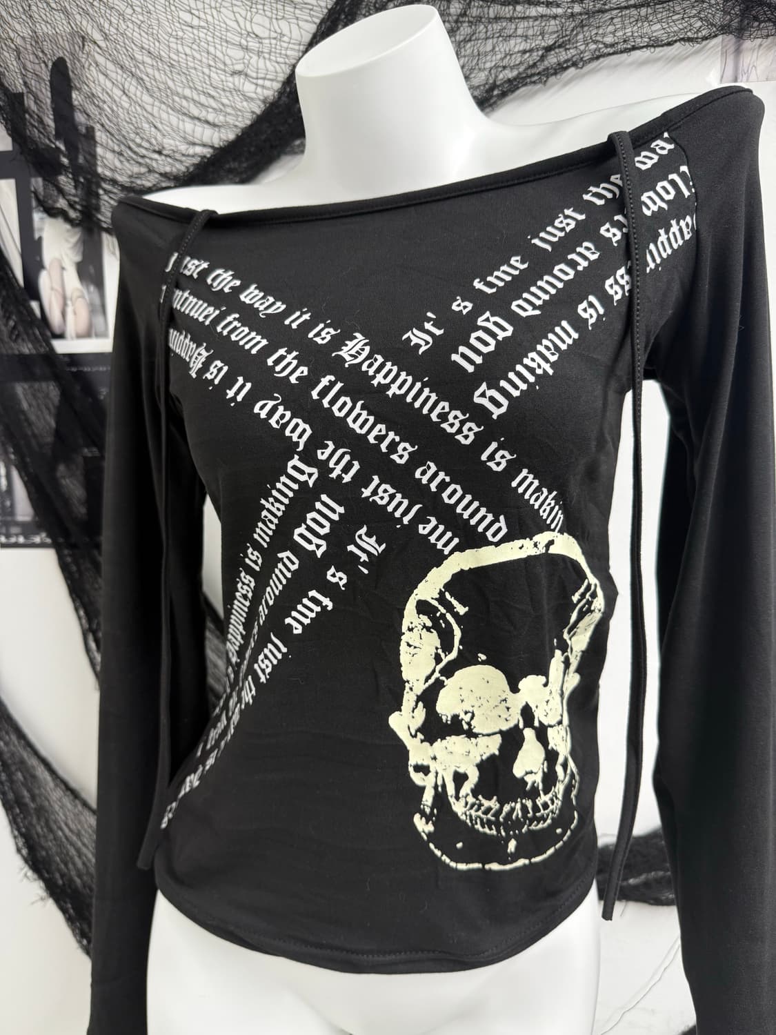 00s gal punk mood lettering skull longsl 상품이미지3