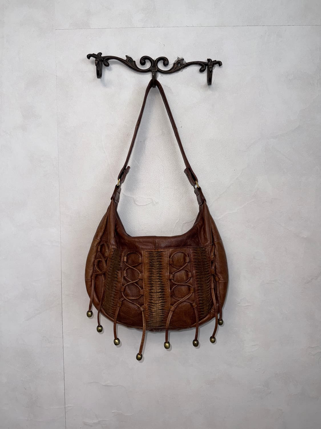 Brown western laceup leather 숄더백 상품이미지1